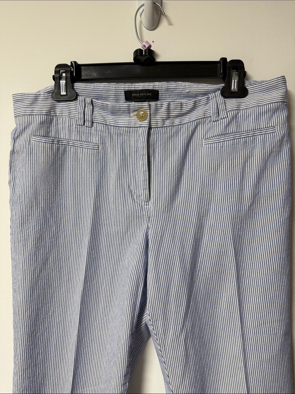 Ann Taylor Light Blue and White Pinstripe Dress Pants